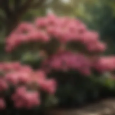 A shaded garden area showcasing azaleas flourishing in partial shade.