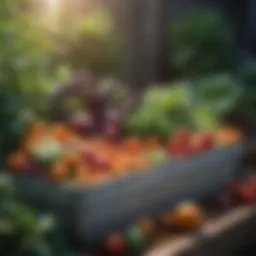 Vibrant container garden showcasing a variety of vegetables