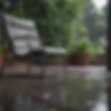 Well-maintained waterproof outdoor furniture under rain