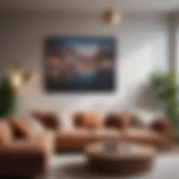 Stylish artwork above a modern sofa